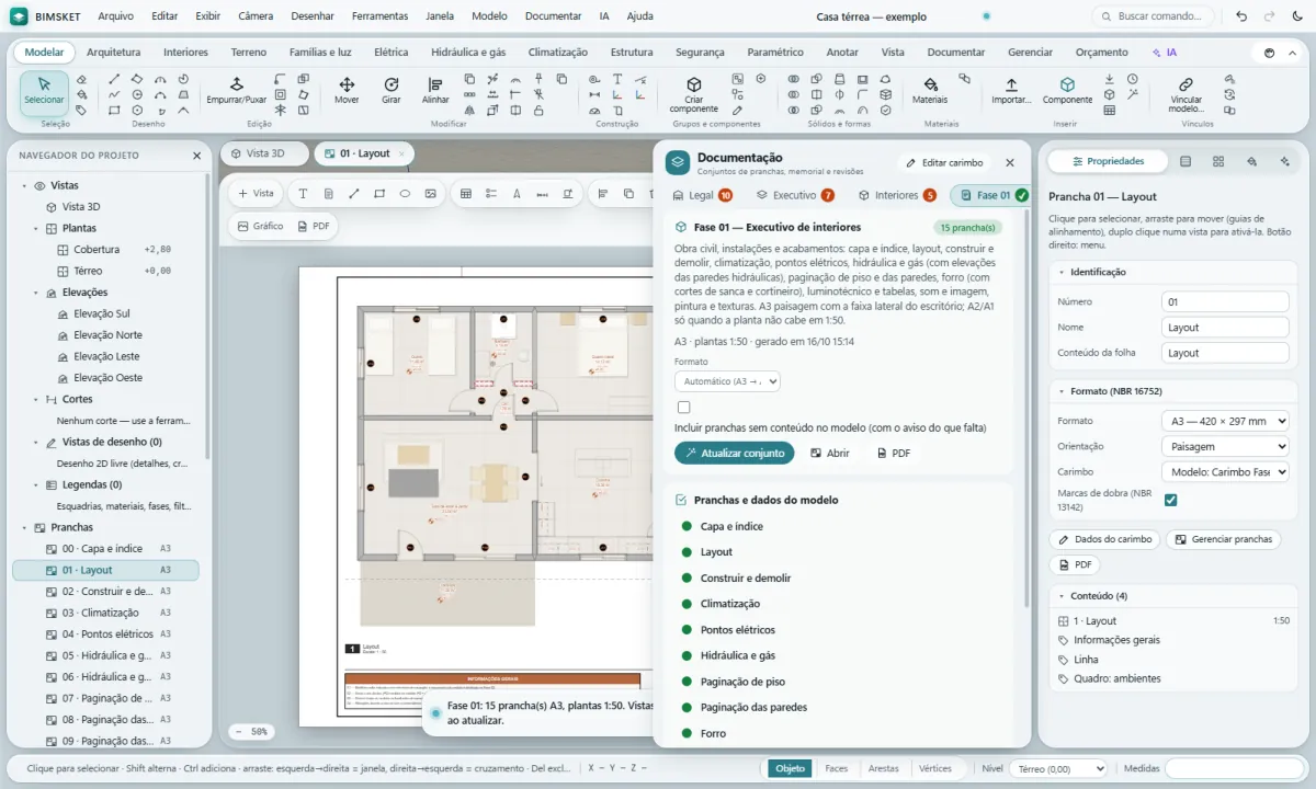 Painel Documentação, aba Fase 01