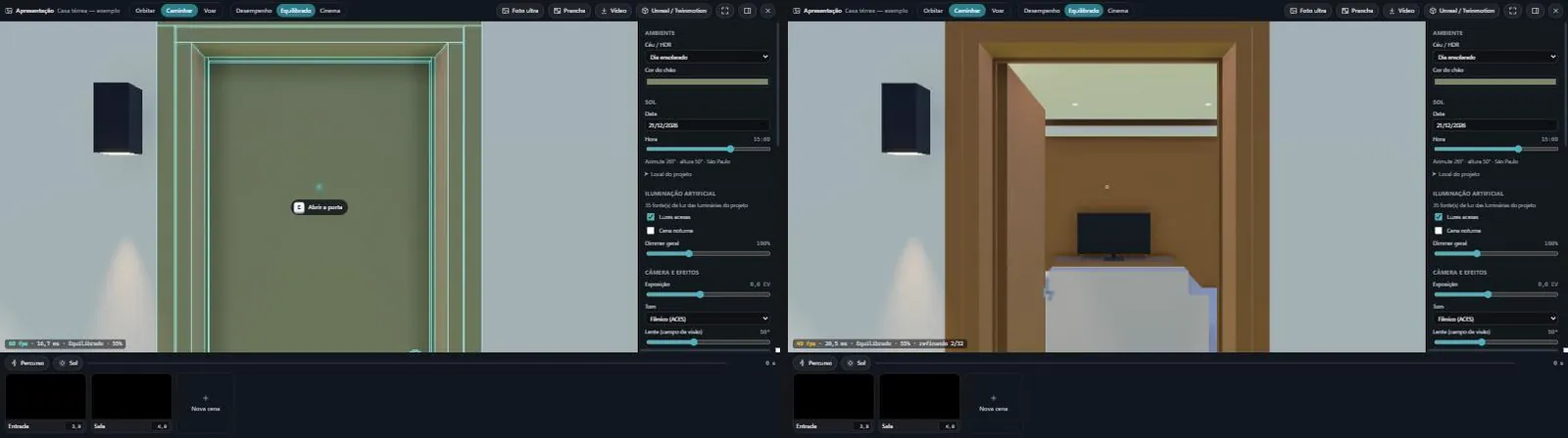 Mira na porta e clique: a porta abre