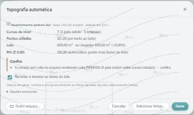 Diálogo da Topografia automática